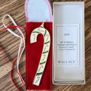Wallace 2021 41st Edition Annual Gold-Plated Candy Cane Ornament - New